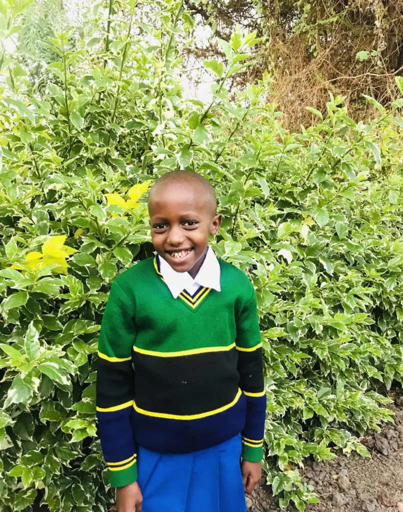 Flora looking smart in her school uniform