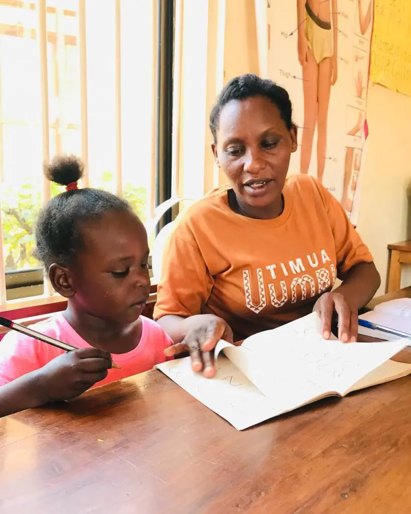 Neema, 4, our newest girl is already working hard with Natalia in the baby class