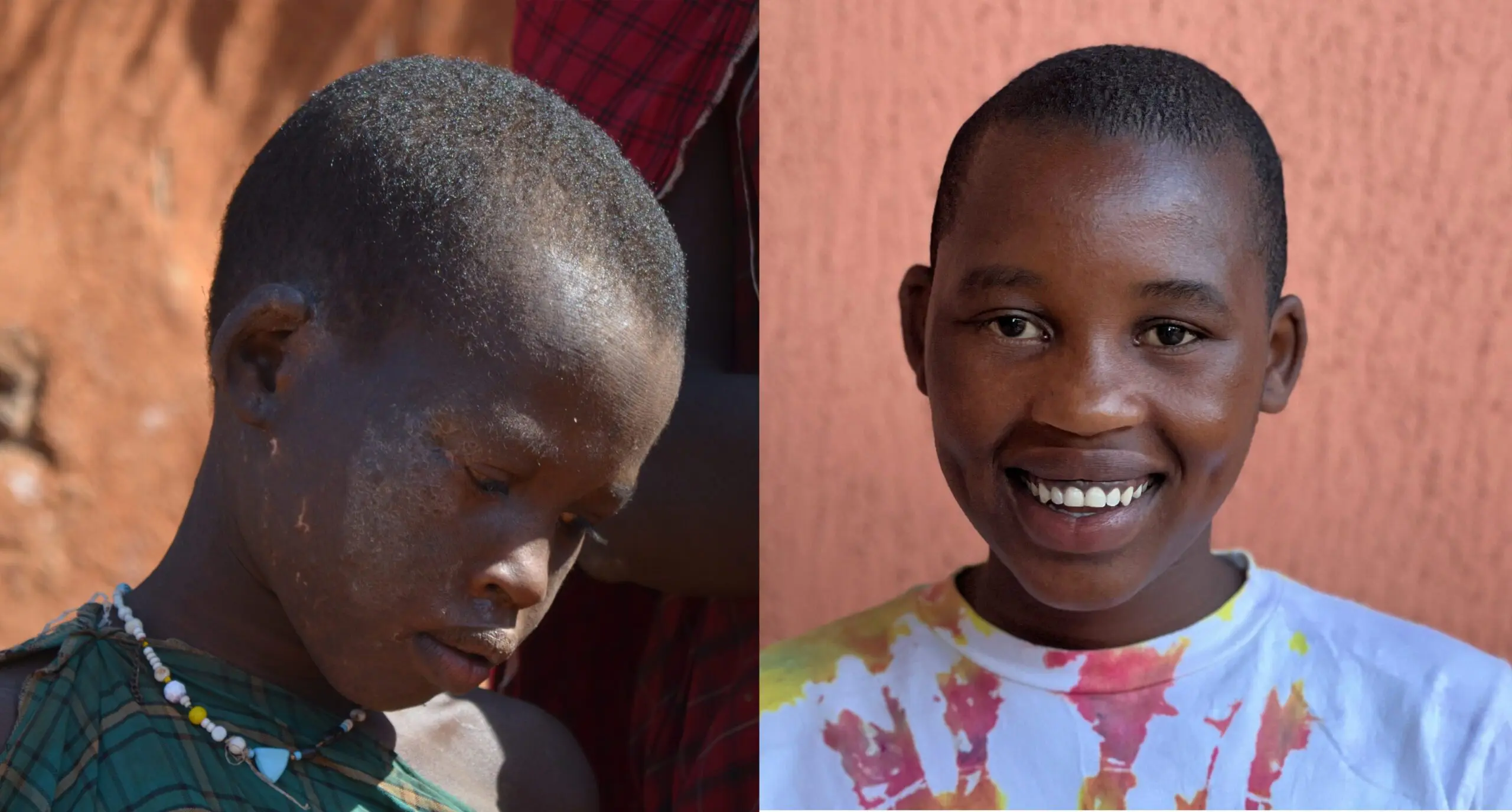 image composit of maria before and after rescuing