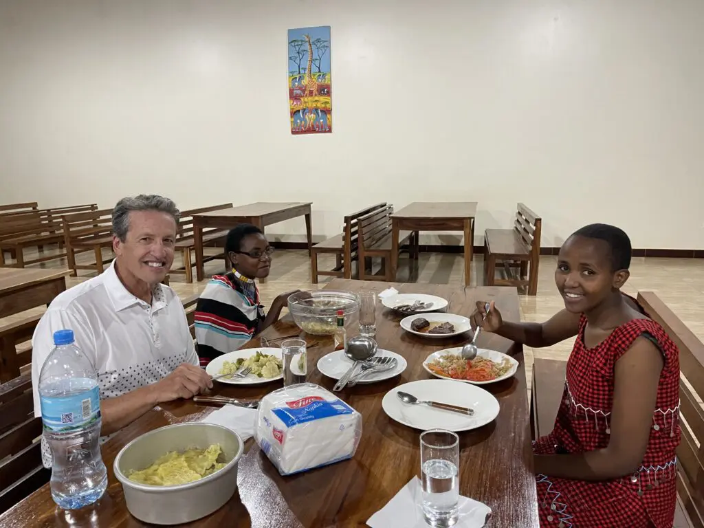 eating food prepared from our sustainable farm