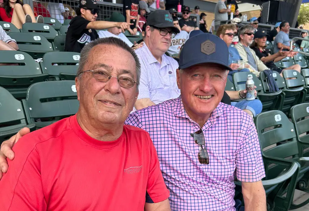 Rick and Hugh at a ball game