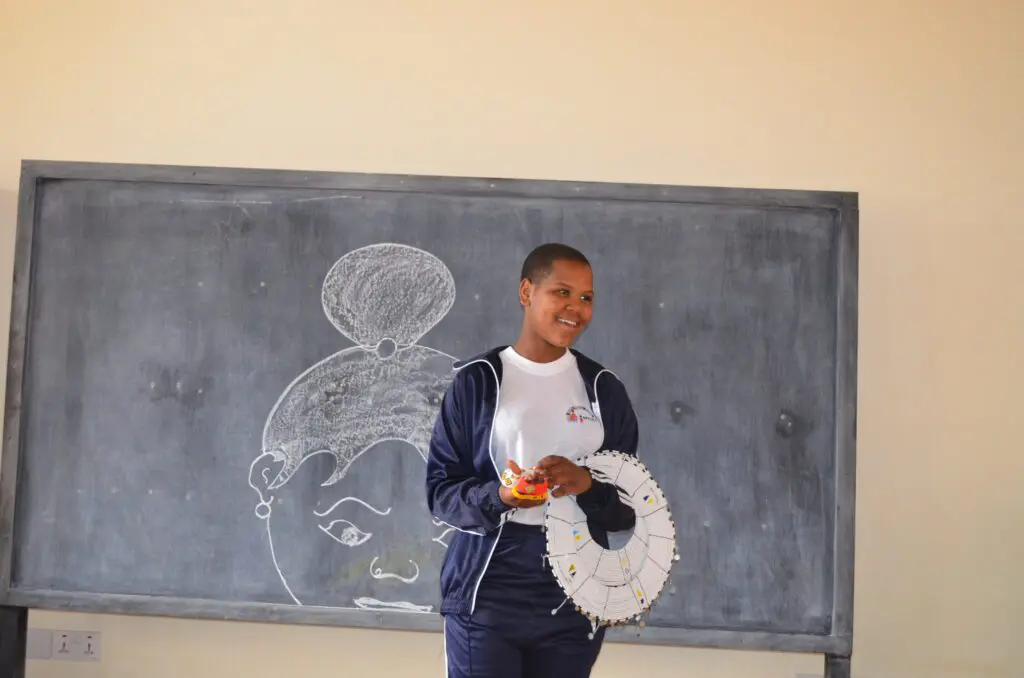 Esupat shared her bead work