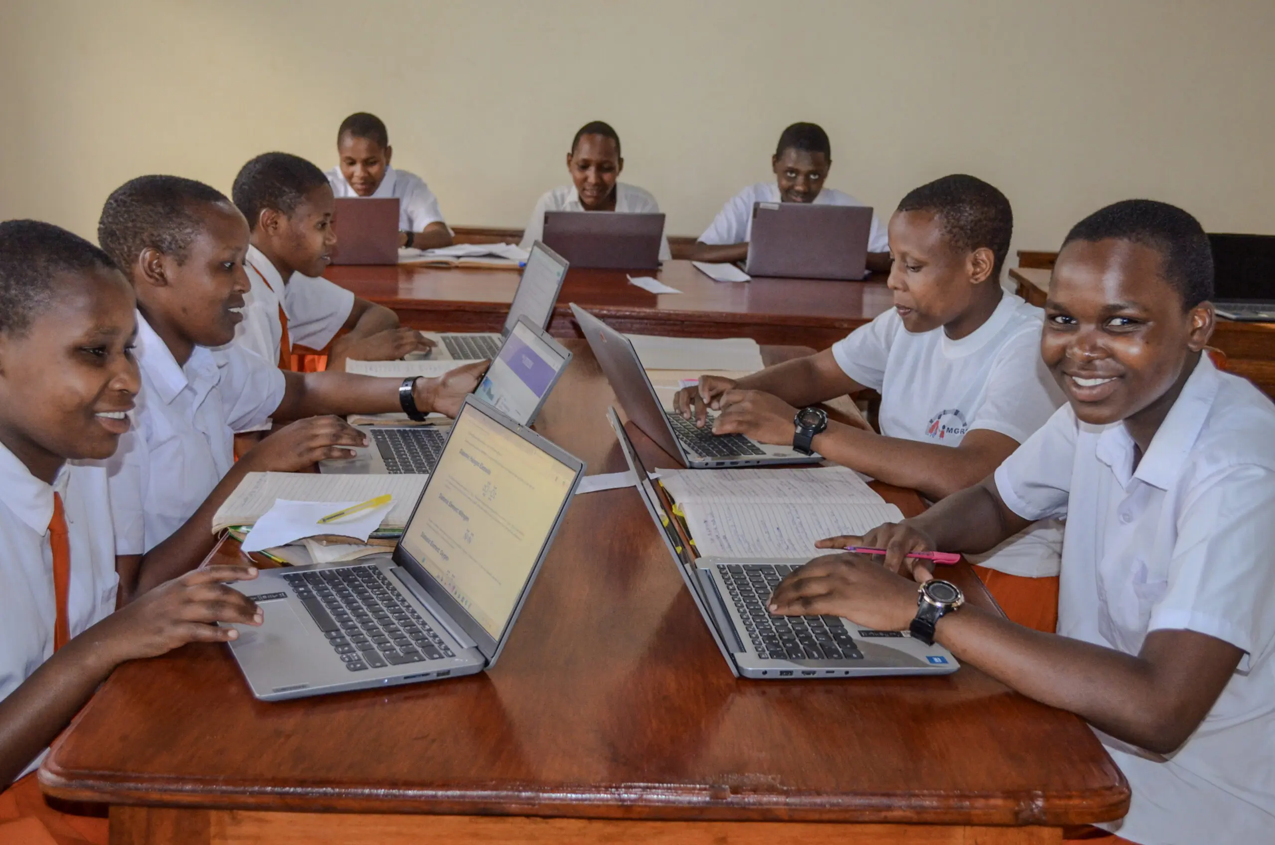 maasai girls in the new computer lab at MGRC a highlight in 2025 annual report