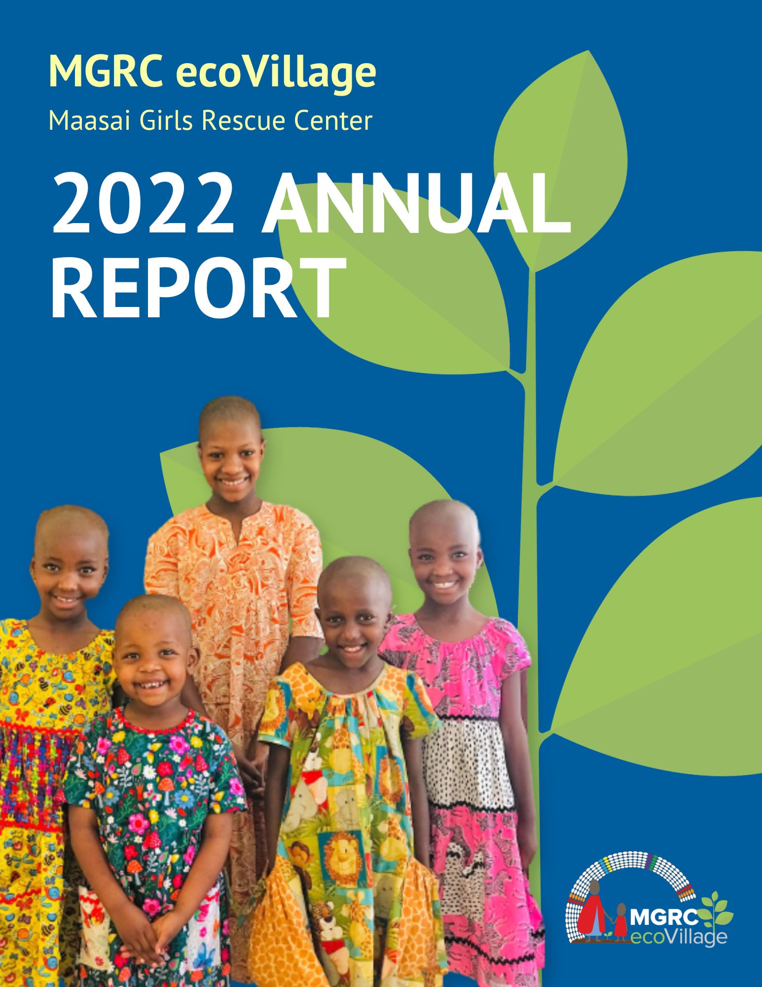 2022 annual report cover featuring five MGRC girls.