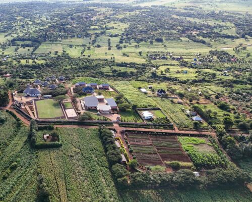 maasai ecovillage arial view capturing the 15 acre property