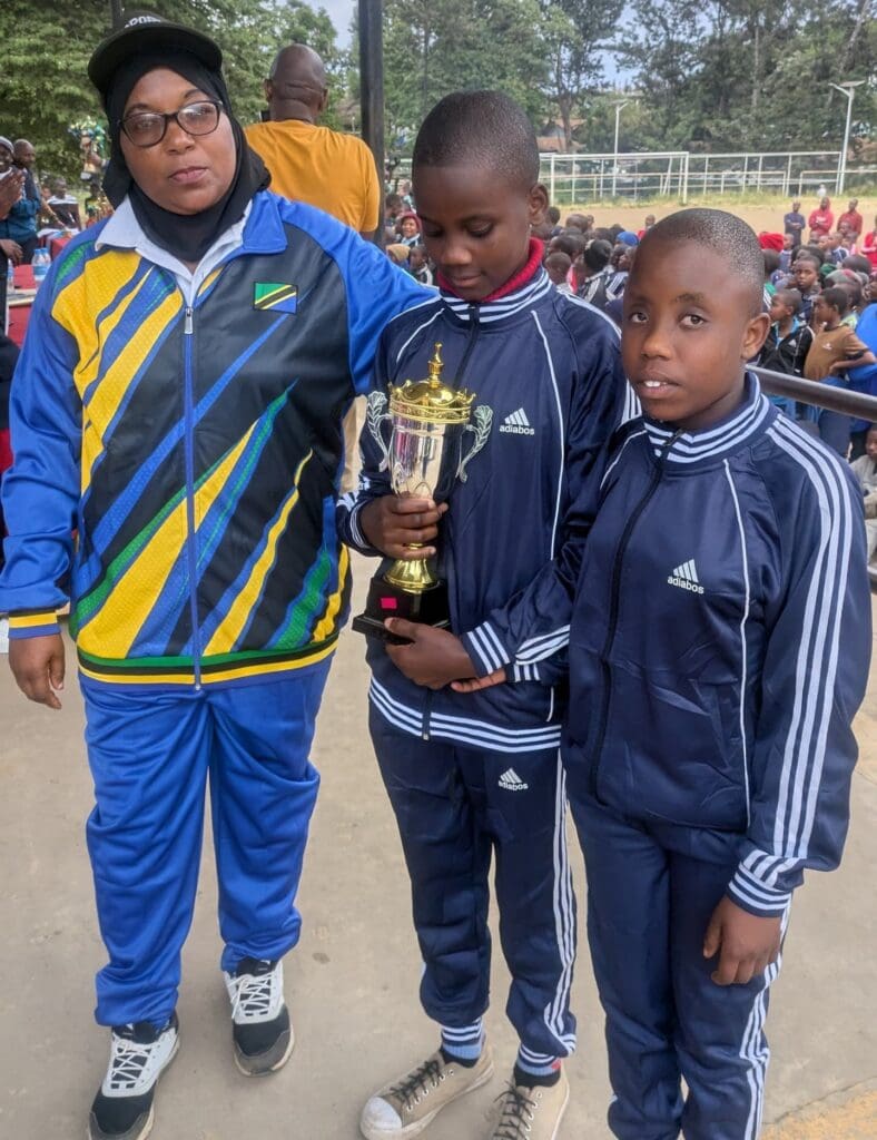 Sports team members won the Goalball Competitons and received a prize and the Goalball Cup